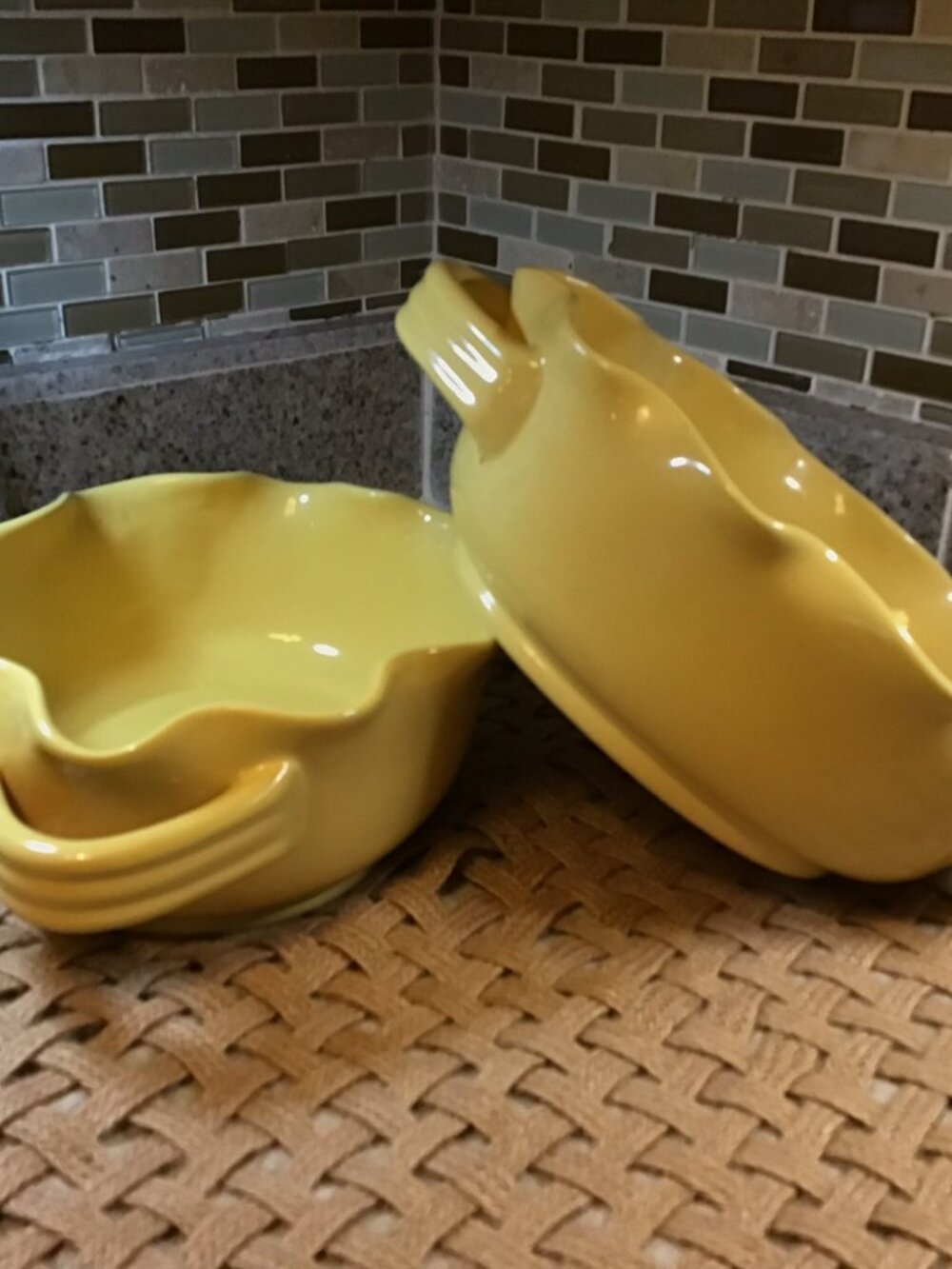 Crate & Barrel Yellow ceramic serving Bowls (2)